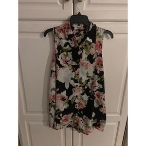 Unique Spectrum Floral Print Sleeveless Blouse Top - Size M